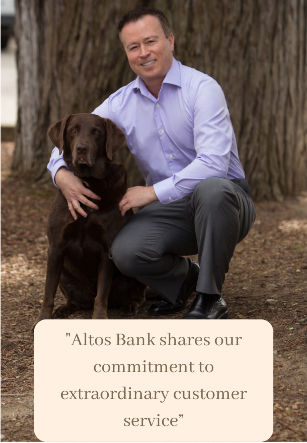 Client with dog sharing a testimonial
